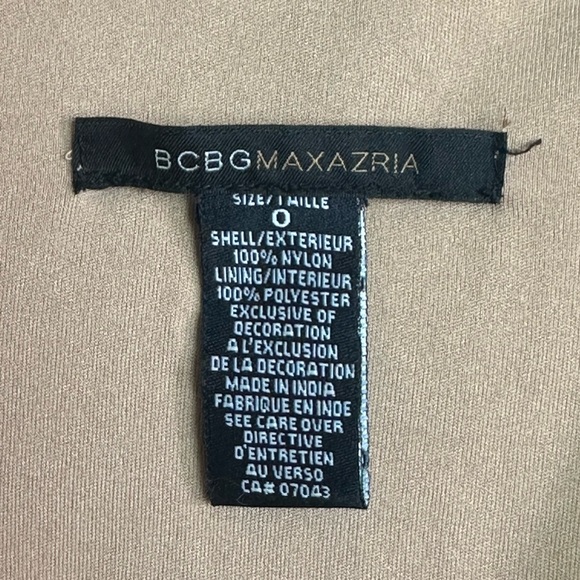 BCBGMaxAzria Black Nude Lace Midi Dress Size 0 Sheer V-Neck Cocktail Dress - Picture 6 of 7